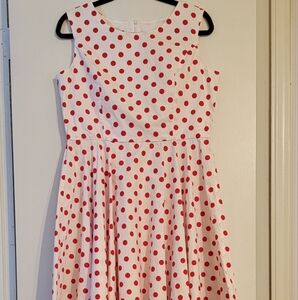 Fiftys Chic Pin Up Dress Women's XL Red 0Ploka Dots Fit Flare 50s Rockabilly